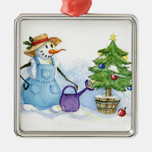 Snowman-gardener Metalen Ornament (Voorkant)