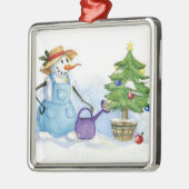 Snowman-gardener Metalen Ornament (Links)