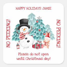 Snowman geen kijker op het plein vierkante sticker