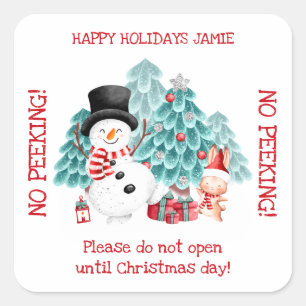 Snowman geen kijker op het plein vierkante sticker