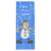 Snowman gepersonaliseerde kerst wijn cadeautas (Achterkant)