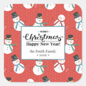 Snowman | Gepersonaliseerde pretkerst Vierkante Sticker (Voorkant)