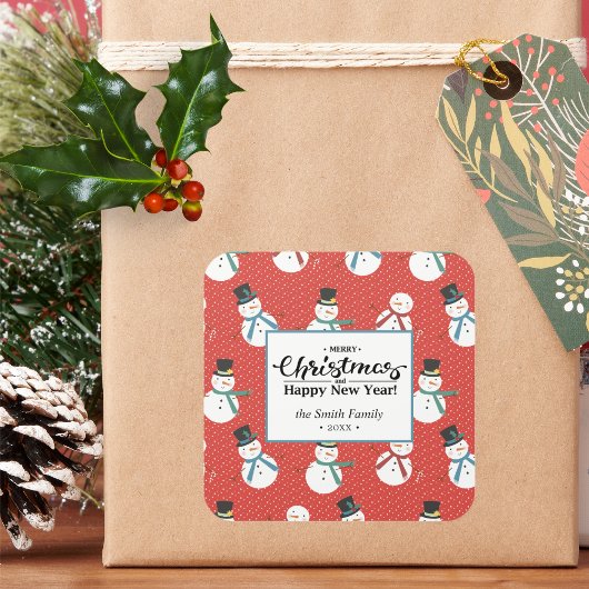 Snowman | Gepersonaliseerde pretkerst Vierkante Sticker