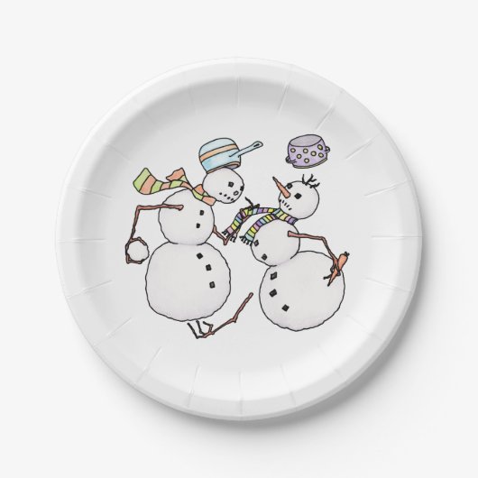 Snowman gevecht papieren bordje (Voorkant)