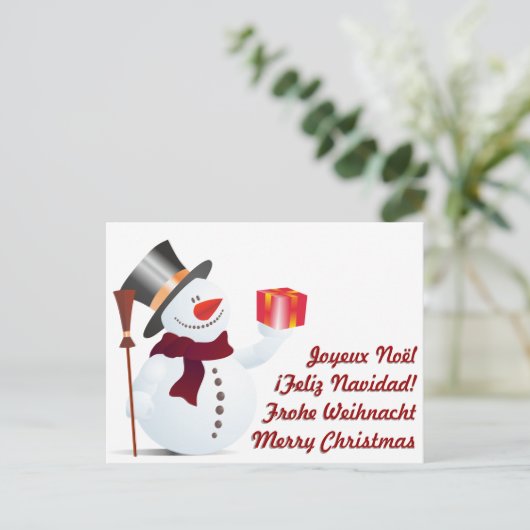 Snowman geven... feestdagenkaart (Staand voorkant)