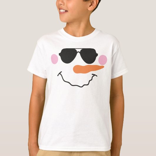 Snowman gezicht met bril T-shirt voor kinderen (Voorkant)