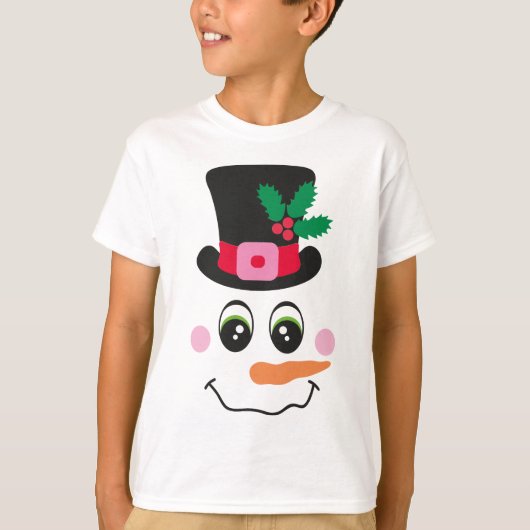 Snowman gezicht met Pet T-shirt voor kinderen (Voorkant)