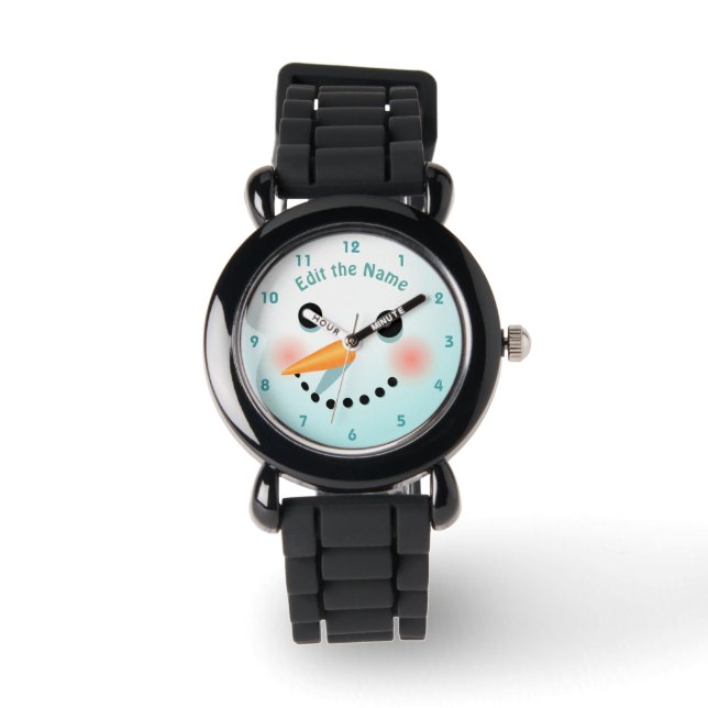 Snowman-gezicht met wortelneus horloge (Voorkant)