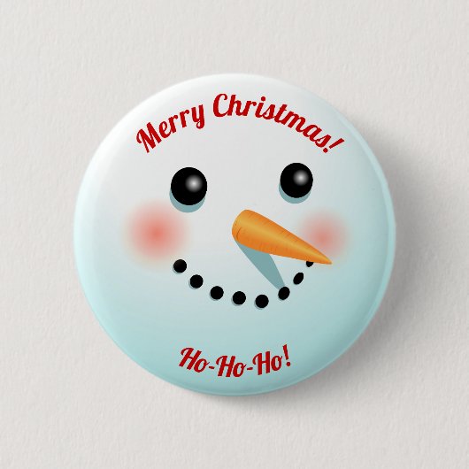 Snowman-gezicht met wortelneus ronde button 5,7 cm (Voorkant)