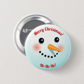 Snowman-gezicht met wortelneus ronde button 5,7 cm (Voorkant /achterkant)