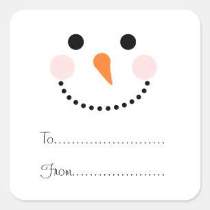 Snowman-gezicht naar kerstnaam vierkante sticker