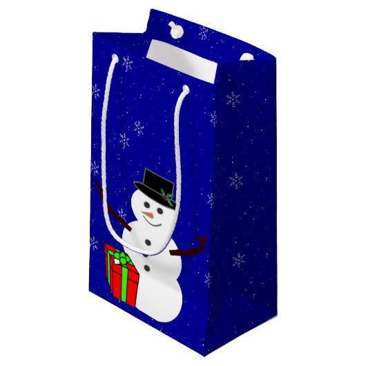 Snowman Gift Bag Klein Cadeauzakje (Voorkant Gekanteld)