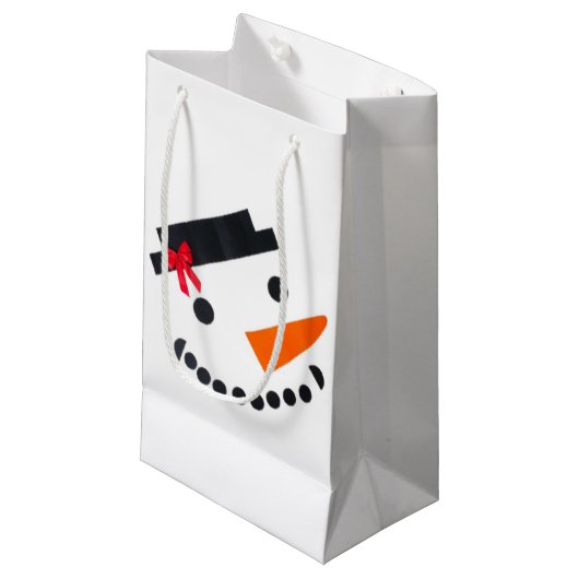 Snowman Gift Bag Klein Cadeauzakje (Voorkant Gekanteld)