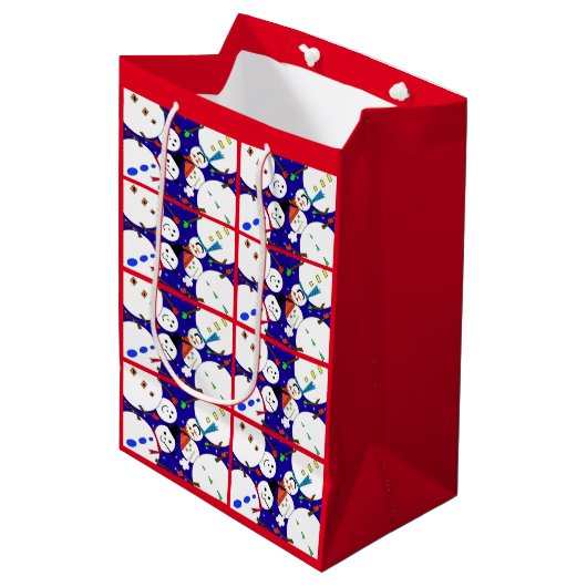 Snowman Gift Bag Medium Cadeauzakje (Voorkant Gekanteld)