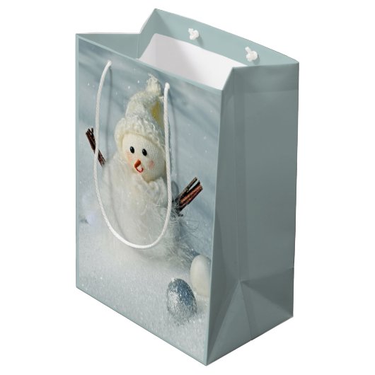Snowman Gift Bag Medium Cadeauzakje (Achterkant Gekanteld)