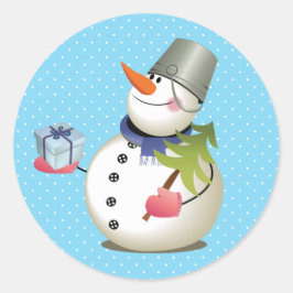 Snowman Gift Glossy Stickers 3 inch (vel 6)