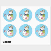 Snowman Gift Glossy Stickers 3 inch (vel 6) (Vel)