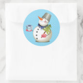 Snowman Gift Glossy Stickers 3 inch (vel 6) (Tas)