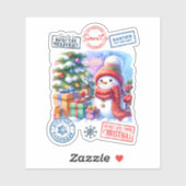 Snowman Gift Kerst sticker (Vel)