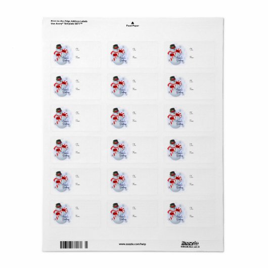 Snowman Gift Label - Label (Full Sheet)