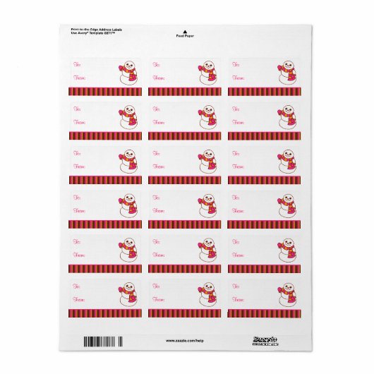 Snowman Gift Label Labels (Full Sheet)