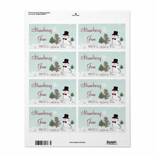 Snowman Gift Label Sticker of Canning Label (Full Sheet)
