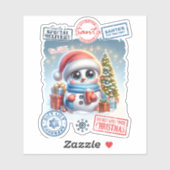Snowman & Gifts Kerst sticker (Vel)