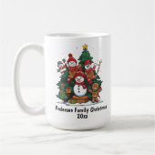 Snowman Gingerbread Man Familie Kerstjaar Koffiemok (Links)