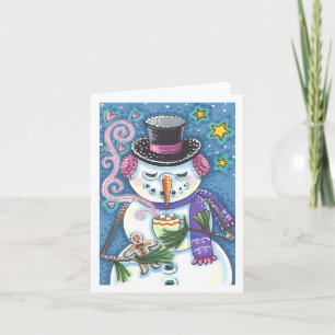 SNOWMAN, GINGERBREAD MAN, HETE CHOCOLADE MOK Blank Feestdagen Kaart