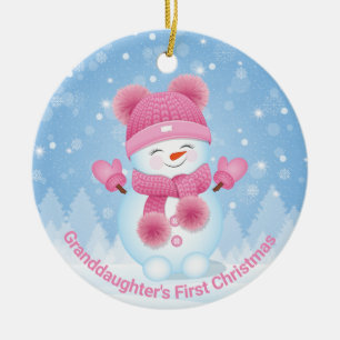 Snowman Girl Eerste Kerstrondenversiering  Keramisch Ornament