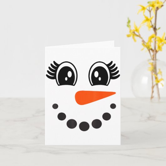 Snowman Girl Face For Girls Christmas Winter  Kaart (Gele Bloem)