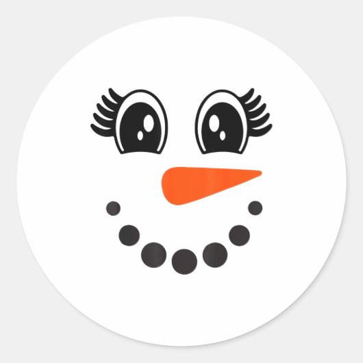 Snowman Girl Face For Girls Christmas Winter Ronde Sticker (Voorkant)