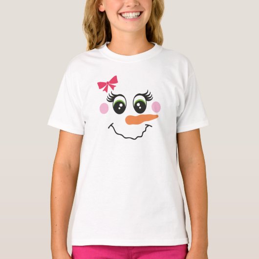 Snowman Girl Face T-Shirt voor kinderen (Voorkant)