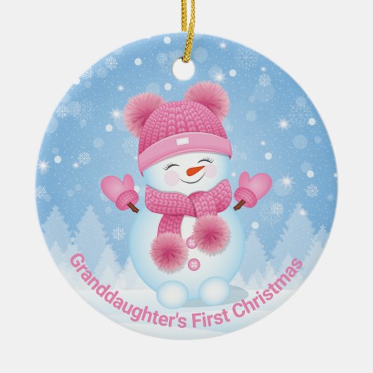 Snowman Girl First Kerstround Ornament (Voorkant)