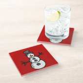 Snowman Glazen Onderzetter (Schuin)