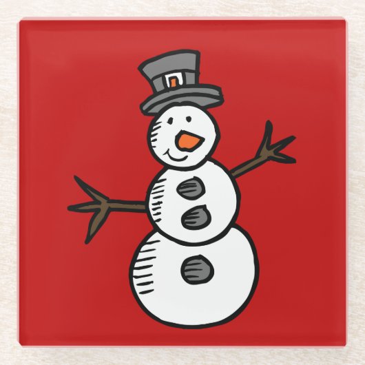 Snowman Glazen Onderzetter (Voorkant)