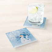 Snowman Glazen Onderzetter (Schuin)