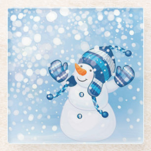 Snowman Glazen Onderzetter