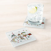 Snowman Glazen Onderzetter (Schuin)
