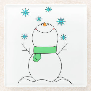 Snowman Glazen Onderzetter