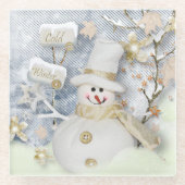 Snowman Glazen Onderzetter (Voorkant)