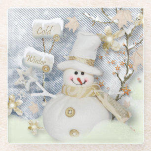 Snowman Glazen Onderzetter