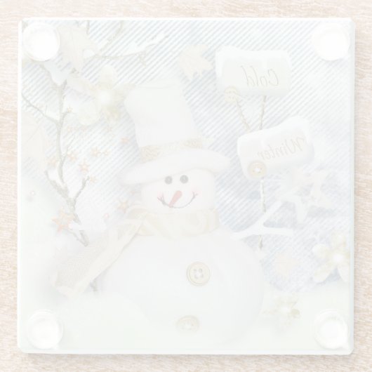Snowman Glazen Onderzetter (Achterkant)