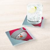 Snowman Glazen Onderzetter (Schuin)
