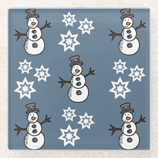 Snowman Glazen Onderzetter (Voorkant)