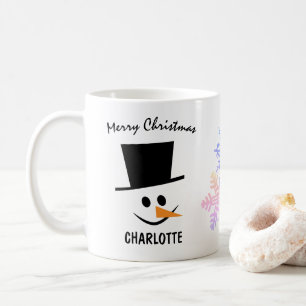 Snowman glimlachen in Topper Pet. Vrolijk kerstfee Koffiemok