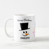 Snowman glimlachen in Topper Pet. Vrolijk kerstfee Koffiemok (Links)