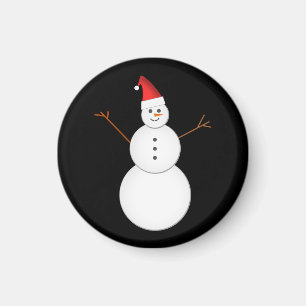 Snowman glimlachen met een rode kerstkerstkerstker magneet