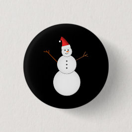 Snowman glimlachen met een rode kerstkerstkerstker ronde button 3,2 cm
