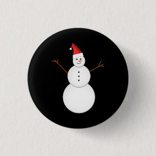 Snowman glimlachen met een rode kerstkerstkerstker ronde button 3,2 cm